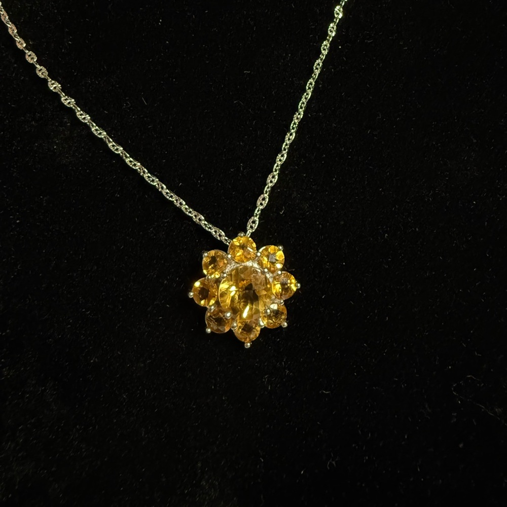 Natural Citrine Gemstone Sterling Silver 20”